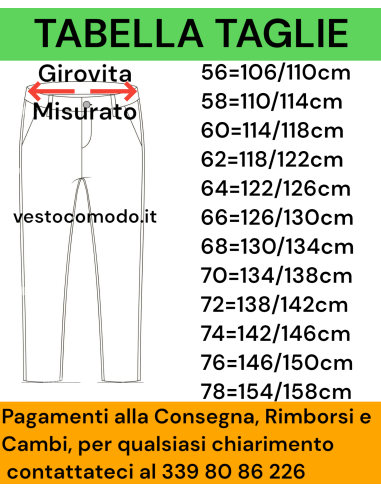 Pantalone Uomo Taglie Forti Dalla 56 alla 78